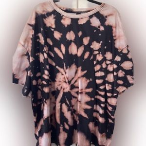 ❤️‍🔥5/20$ SHEIN💫 Women’s Black/Orange Tie Dyed Crew Neck Short Sleeve Top